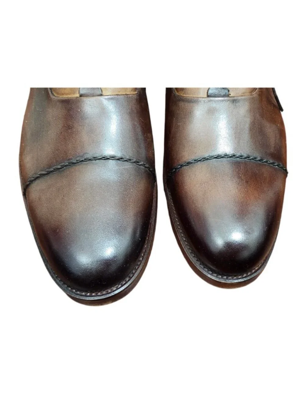 VINCI Men Brown Leather Cap Toe Oxford Ankle Boots Size 45 EU/12 US Dress Shoes